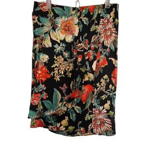 Vintage Carole Little black floral wrap midi skirt